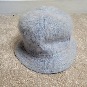 Angora Wool Blue Fuzzy Bucket Hat
